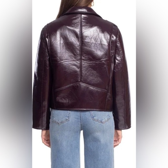 BlankNYC Shiny Crinkle Faux Leather Moto Jacket – Cherry Picked Size Medium - Picture 2 of 10